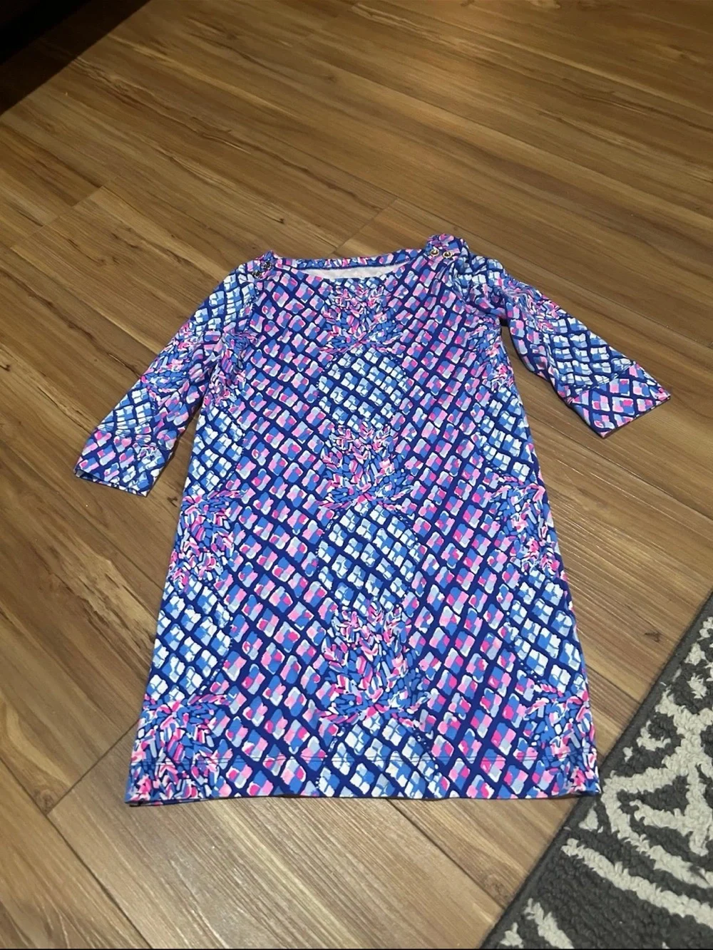 Lilly Pulitzer Blue and Pink Abstract Print Dress Size Medium